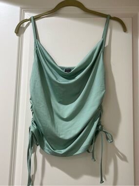SHEIN Mint Cowl Neck Ruched Side Tie Cami
